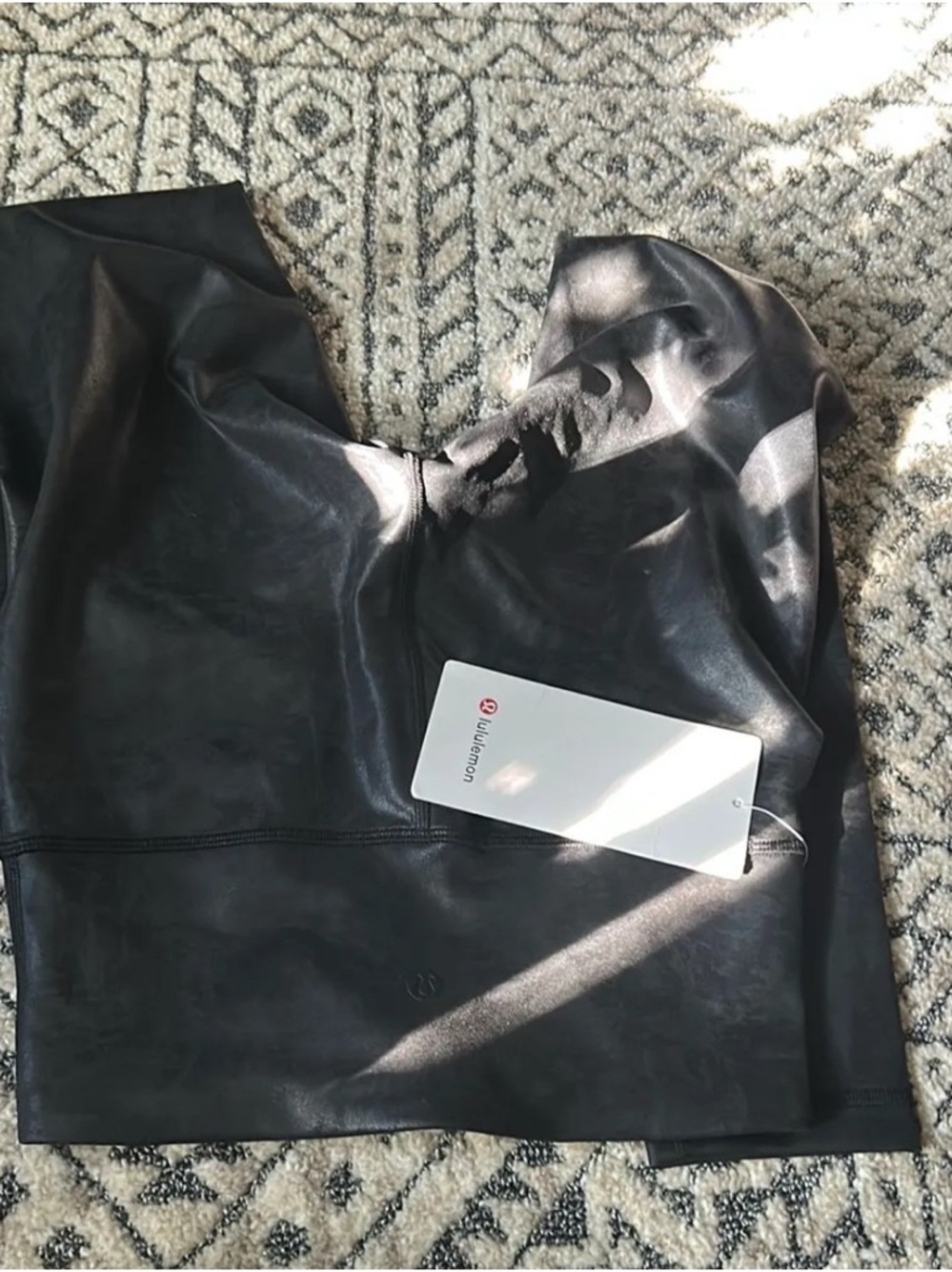 lululemon athletica Black Faux Leather-Look Crop Top leggings